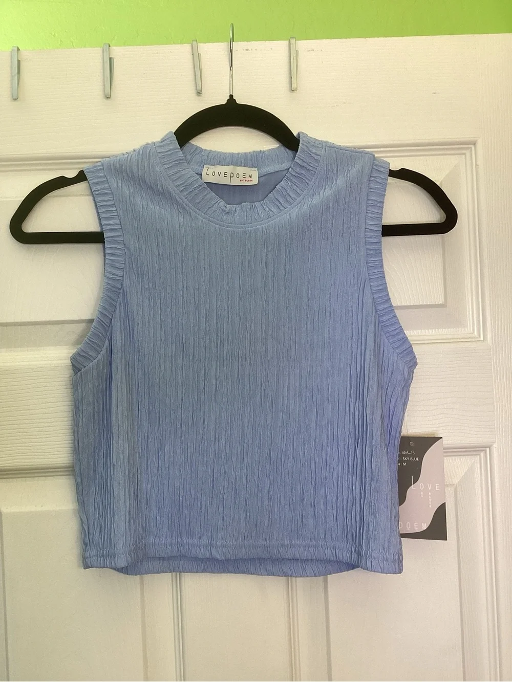 Women's Blue Wide Leg Pants/Crop Top Set, size Medium, NWT
